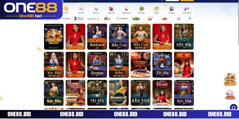 Live Casino ONE88 thu hút người chơi nhờ vào những trò chơi hấp dẫn
